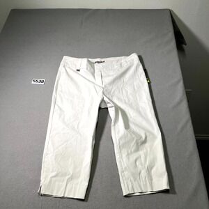 Valerie Stevens Ankle Pants Womens 20W White Rayon Flat Front Straight Leg